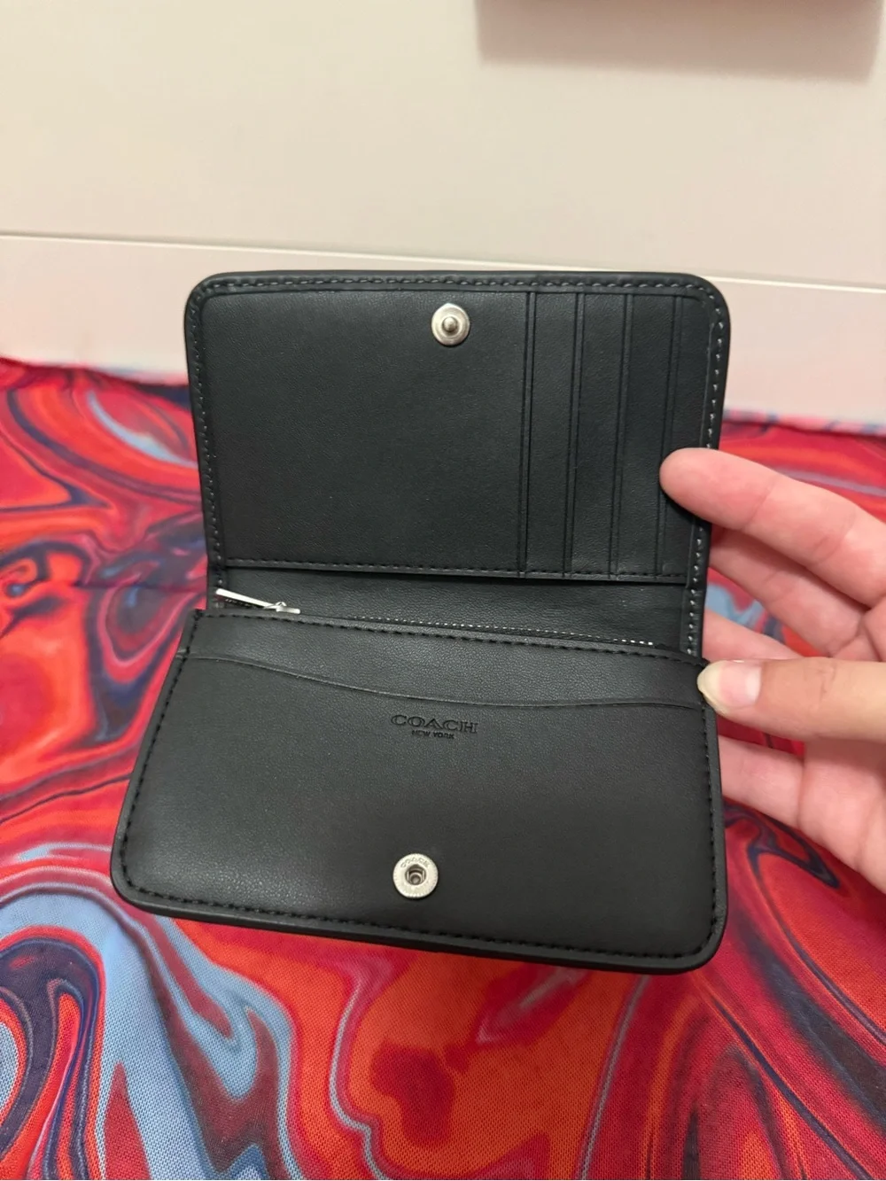 Rare Deadstock Coach Crystal Signature Jacquard Slim Card Case Wallet ✨
